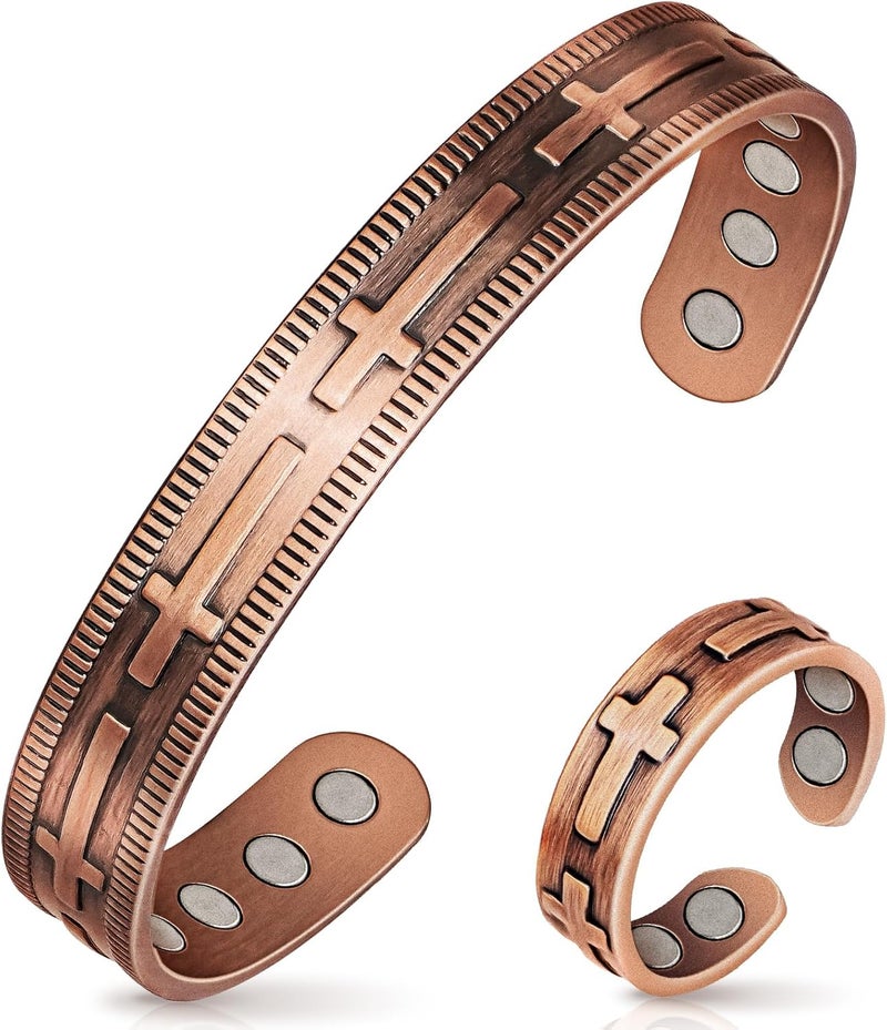 Auramag Copper Bracelets for Women, Copper Ring & Magnetic Bracelet with 3500 Gauss Magnets, 99.99% Pure Copper Jewelry for Women - Image 1